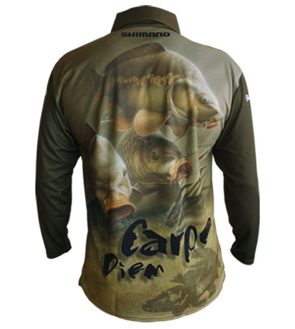 long sleeve shirt with a carp image on it