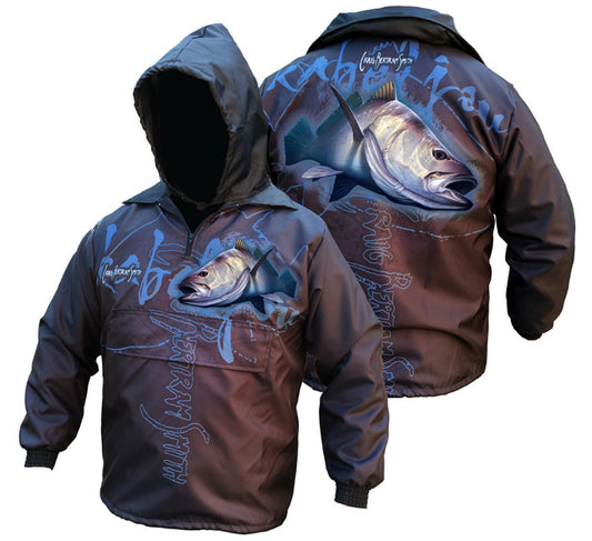 rain jacket with a kob image on it