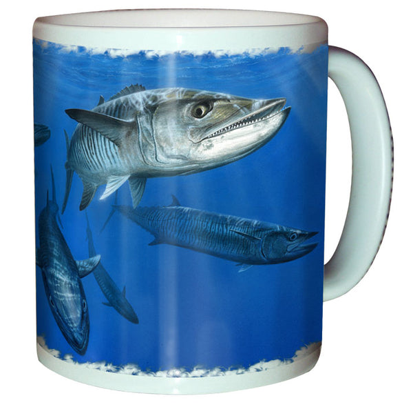 coffee mug with a mackerel printed on it
