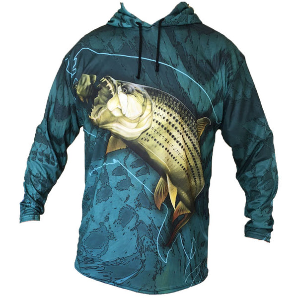 Tigerfish Blue Hooded Long Sleeve Shirt