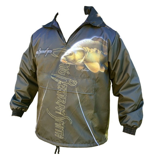 rain jacket with a carp image on it