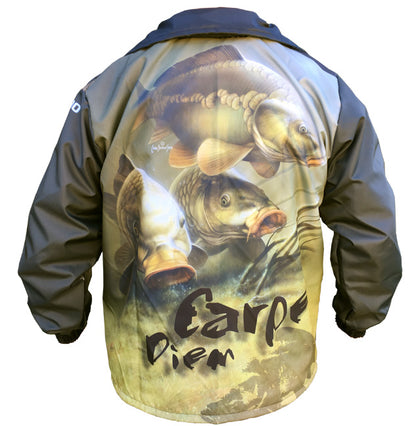 rain jacket with a carp image on it