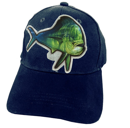 Navy cap with dorado artwork