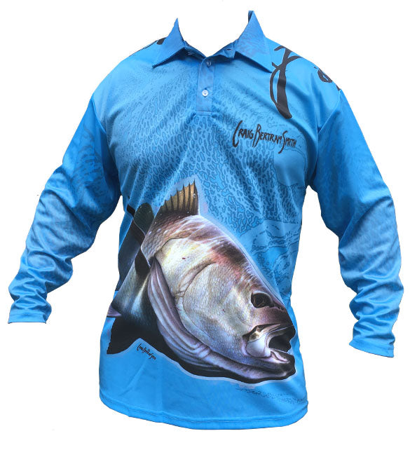 long sleeve fishing shirt with a kob image on it