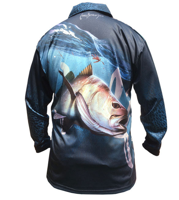 long sleeve fishing shirt with a kob image on it