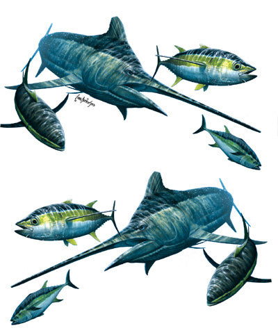 Marlin and tuna sticker or decal
