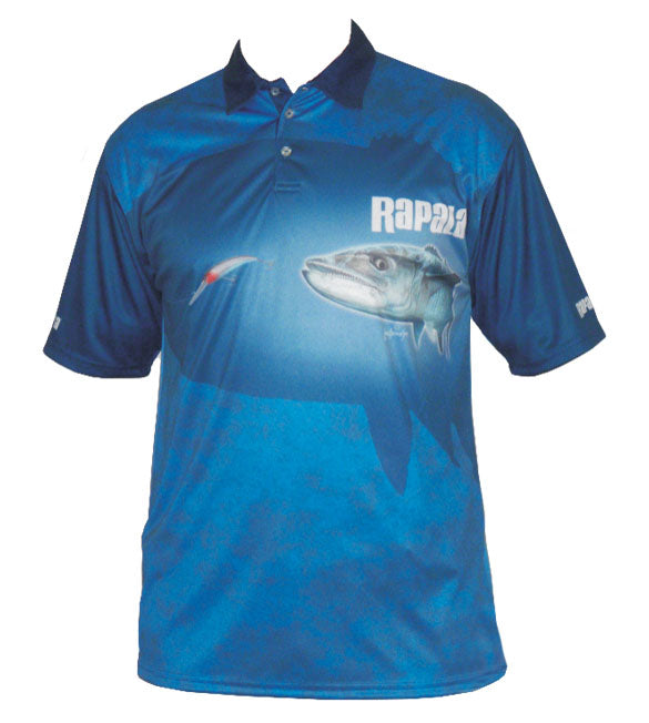 short sleeve fishing shirt with a mackerel on it
