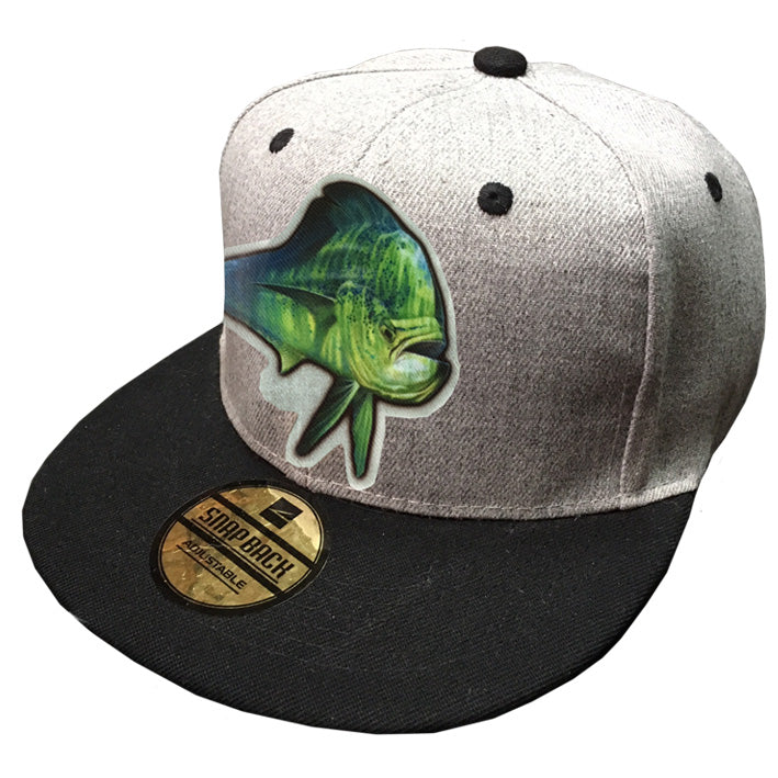 grey trucker cap with a dorado on it