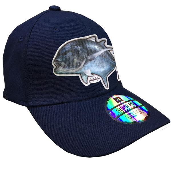 navy cap with a GT on it
