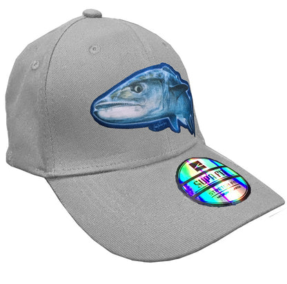 grey cap with a couta on it