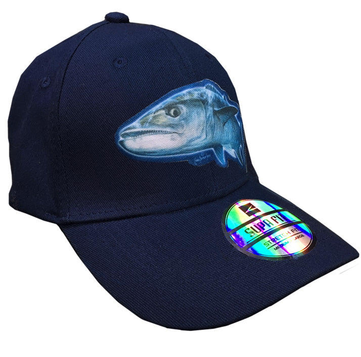 navy cap with a couta on it