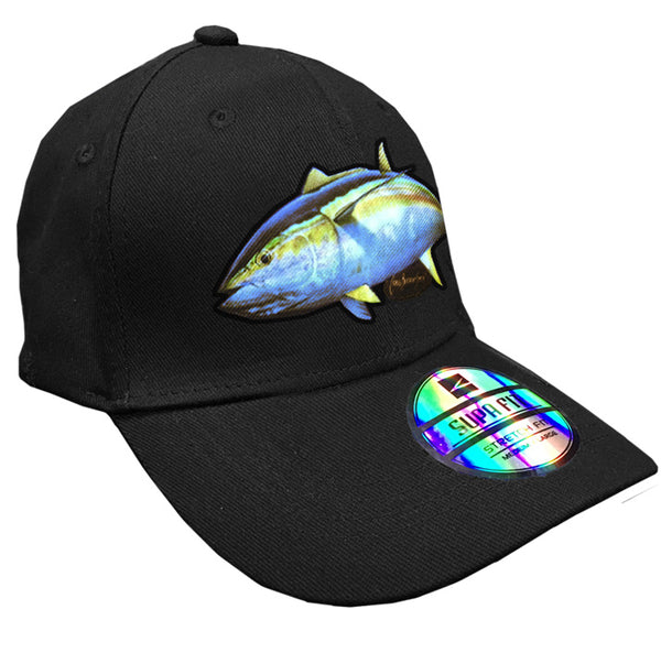 black cap with a yellowfin tuna on it