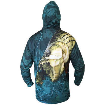 Tigerfish Blue Hooded Long Sleeve Shirt