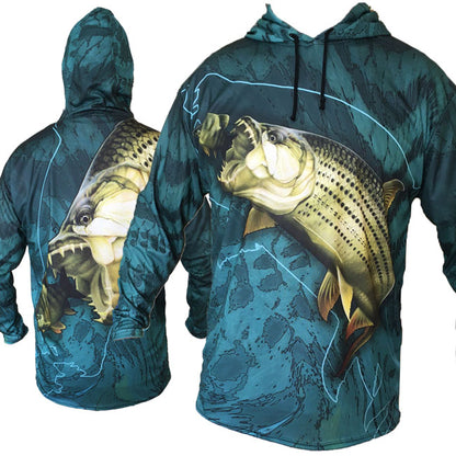 Tigerfish Blue Hooded Long Sleeve Shirt