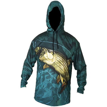 Tigerfish Blue Hooded Long Sleeve Shirt