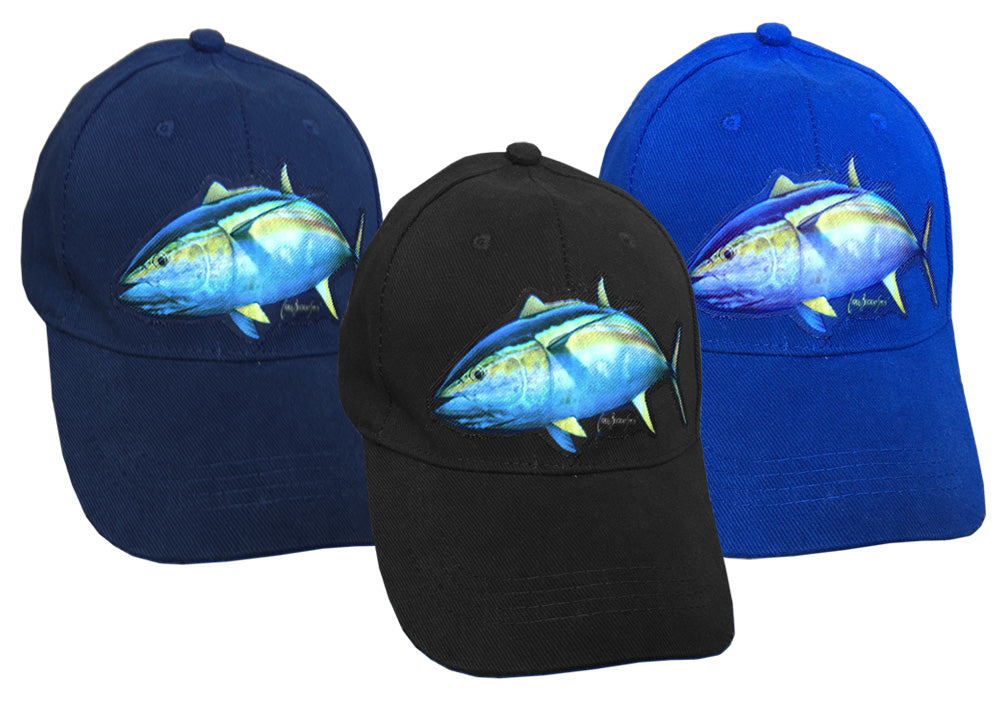 cap with yellowfin tuna artwork